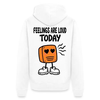Heute sind alle zu laut - Unisex Premium Bio Zip Hoodie - Weiß - Hinten - Thijin (182cm)