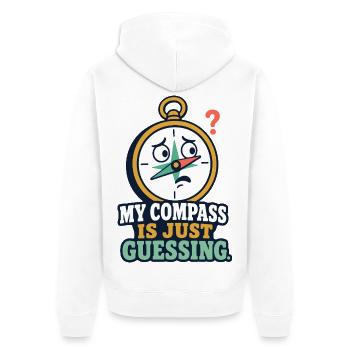 My Compass Is Just Guessing – Outdoor Humor - Unisex Premium Bio Zip Hoodie - Weiß - Hinten - Thijin (182cm)