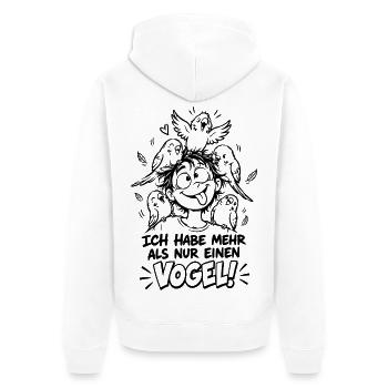 Vogel Wellensittich Lustiger Spruch Geschenk - Unisex Premium Bio Zip Hoodie - Weiß - Hinten - Thijin (182cm)
