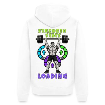 Stärke-Werte laden - Unisex Premium Bio Zip Hoodie - Weiß - Hinten - Thijin (182cm)