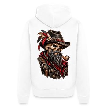 Schwarzwald Outlaw - Unisex Premium Bio Zip Hoodie - Weiß - Hinten - Thijin (182cm)