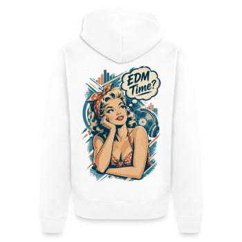Retro Pin-Up Girl - EDM Time Festival Design - Unisex Premium Bio Zip Hoodie - Weiß - Hinten - Thijin (182cm)
