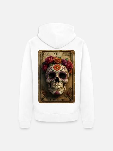 Halloween Sugar Skull Sugarskull Tarot - Unisex Premium Bio Zip Hoodie - Weiß