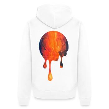 Tropfende Glutblüte - Unisex Premium Bio Zip Hoodie - Weiß - Hinten - Thijin (182cm)