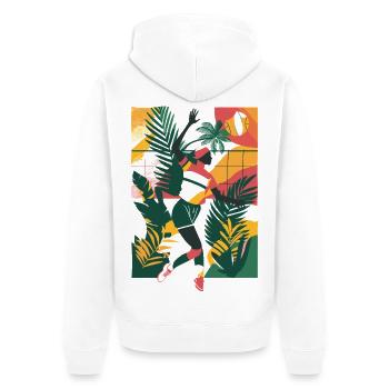 Volleyball Mädchen Cartoon - Unisex Premium Bio Zip Hoodie - Weiß - Hinten - Thijin (182cm)