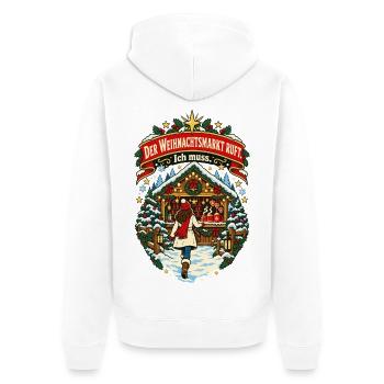 Der Weihnachtsmarkt ruft Ich muss - Unisex Premium Bio Zip Hoodie - Weiß - Hinten - Thijin (182cm)
