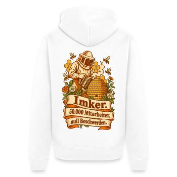 Imker 50000 Mitarbeiter Bienen - Unisex Premium Bio Zip Hoodie - Weiß - Hinten - Thijin (182cm)