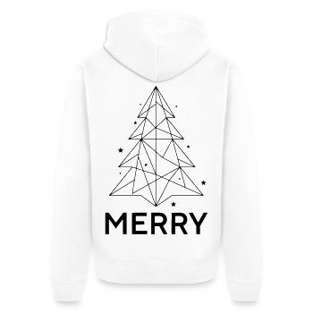 MERRY Chrismas - Weihnachtsbaum Minimalistisch - Unisex Premium Bio Zip Hoodie - Weiß - Hinten - Thijin (182cm)