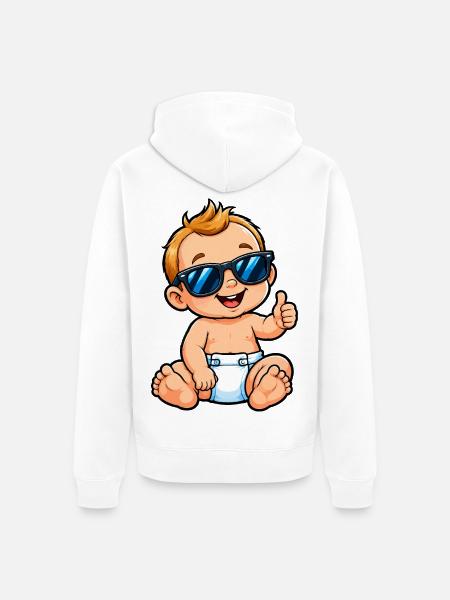 Coole Baby mit Sonnenbrille - Unisex Premium Bio Zip Hoodie - Weiß