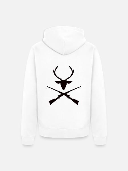 Hunting Logo Deer - Unisex Premium Organic Zip Hoodie - white