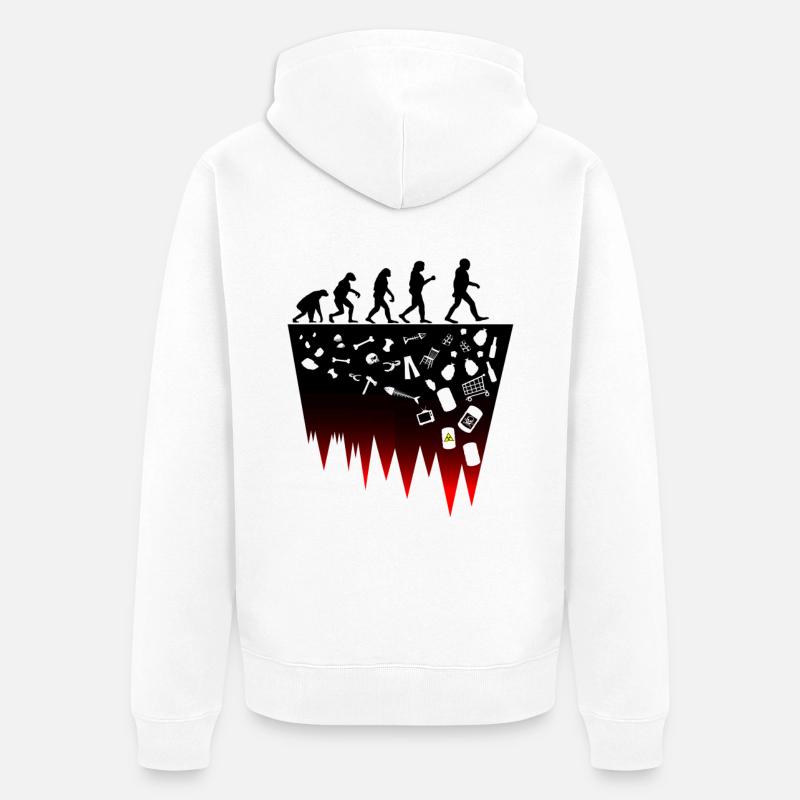 Darwin Evolutionstheorie Klima Müll Fridays for - Unisex Premium Bio Zip Hoodie - Weiß
