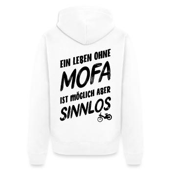 Leben ohne Mofa sinnlos Moped Zweirad Geschenkidee - Unisex Premium Bio Zip Hoodie - Weiß - Hinten - Thijin (182cm)