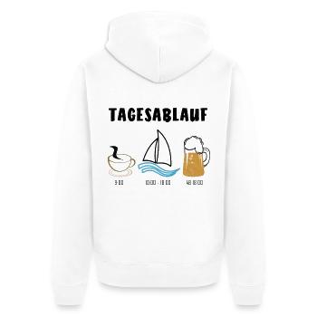 Tagesablauf Kaffee Segeln Bier Geschenkidee - Unisex Premium Bio Zip Hoodie - Weiß - Hinten - Thijin (182cm)