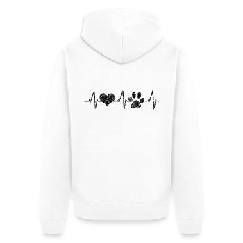 Herzschlag Herzfrequenz Hunde Vierbeiner Pfote - Unisex Premium Bio Zip Hoodie - Weiß - Hinten - Thijin (182cm)