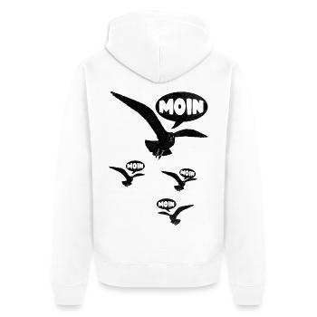Die Möwen sind los Moin Möwe Norddeutschland - Unisex Premium Bio Zip Hoodie - Weiß - Hinten - Thijin (182cm)