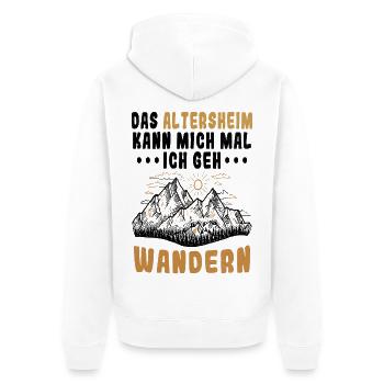 Ich gehe Wandern witzig Spruch Rentner - Unisex Premium Bio Zip Hoodie - Weiß - Hinten - Thijin (182cm)