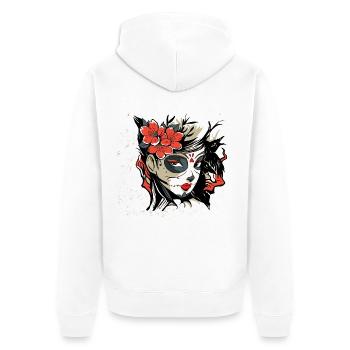 Tag der Toten,Girl,Mädchen Shirt Geschenk,Catrina - Unisex Premium Bio Zip Hoodie - Weiß - Hinten - Thijin (182cm)