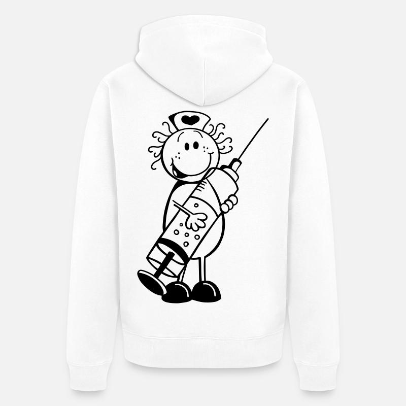 Krankenschwester Strichmännchen - Geschenk - Unisex Premium Bio Zip Hoodie - Weiß
