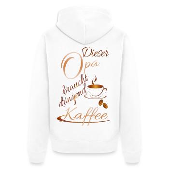 Grandpa needs coffee - Unisex Premium Organic Zip Hoodie - white - Back - Thijin (182cm)