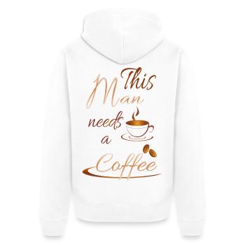 This Man needs a coffee - Unisex Premium Organic Zip Hoodie - white - Back - Thijin (182cm)
