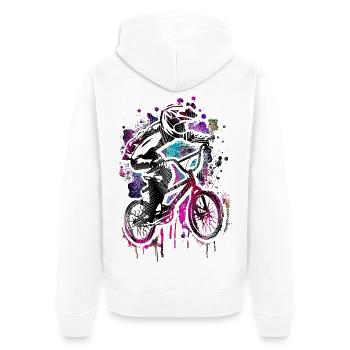 Vélo Bmx coloré - Vélo BMX - Vélo BMX - Veste à capuche bio Premium Unisexe - blanc - Dos - Thijin (182cm)