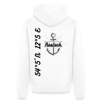 Rostock Koordinaten Ostsee Maritim - Unisex Premium Bio Zip Hoodie - Weiß - Hinten - Thijin (182cm)