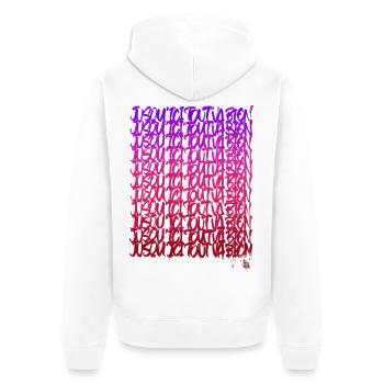 So weit so gut - Unisex Premium Bio Zip Hoodie - Weiß - Hinten - Thijin (182cm)
