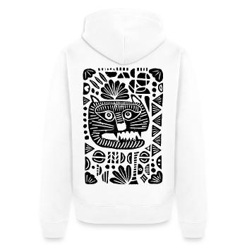 Tigre | Linogravure - Veste à capuche bio Premium Unisexe - blanc - Dos - Thijin (182cm)