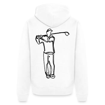 Golfer Zeichnung - Unisex Premium Bio Zip Hoodie - Weiß - Hinten - Thijin (182cm)