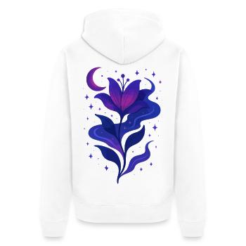 Mitternachtsblüte Galaxie Blume - Unisex Premium Bio Zip Hoodie - Weiß - Hinten - Thijin (182cm)
