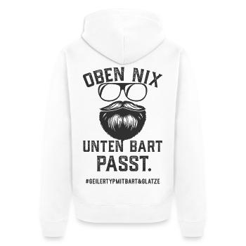 Geiler Typ Mit Bart Und Glatze Bartträger Vollbart - Unisex Premium Bio Zip Hoodie - Weiß - Hinten - Thijin (182cm)