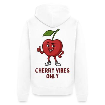 Cherry with style: Cherry Vibes Only - Unisex Premium Organic Zip Hoodie - white - Back - Thijin (182cm)