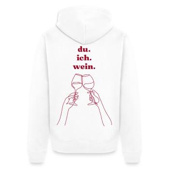 du. ich. wein. - Unisex Premium Bio Zip Hoodie - Weiß - Hinten - Thijin (182cm)