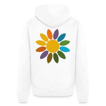 Bunte Blume Farbkreis Retro Flower Design - Unisex Premium Bio Zip Hoodie - Weiß - Hinten - Thijin (182cm)