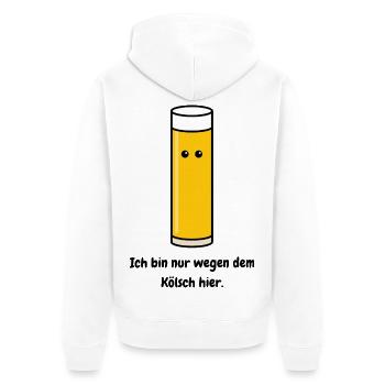 Just because of the Kölsch here | Cologne Carnival - Unisex Premium Organic Zip Hoodie - white - Back - Thijin (182cm)