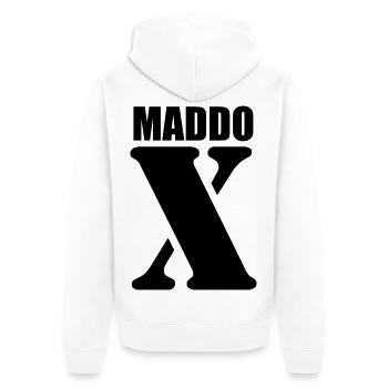 Maddox – First Name Design | Minimal Typography - Unisex Premium Bio Zip Hoodie - Weiß - Hinten - Thijin (182cm)