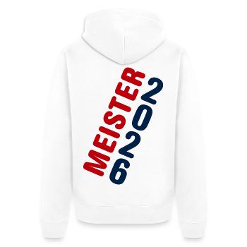 Meister 2026 Meisterschaft - Unisex Premium Bio Zip Hoodie - Weiß - Hinten - Thijin (182cm)