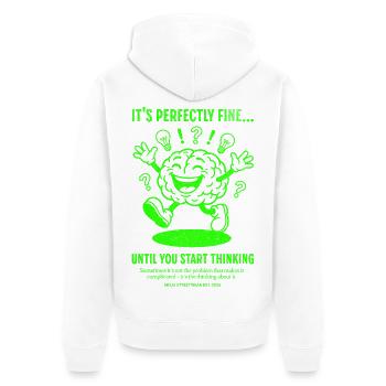 Green Brain Cartoon Thinking - Unisex Premium Organic Zip Hoodie - white - Back - Thijin (182cm)