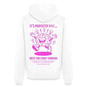Blague de pensée sur le cerveau néon - Veste à capuche bio Premium Unisexe - blanc - Dos - Thijin (182cm)