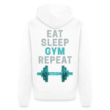 Eat Sleep Gym Repeat Fitnessstudio Bodybuilder - Unisex Premium Organic Zip Hoodie - white - Back - Thijin (182cm)