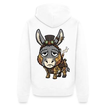 Âne Cyborg Steampunk Haut-de-forme Vapeur - Veste à capuche bio Premium Unisexe - blanc - Dos - Thijin (182cm)