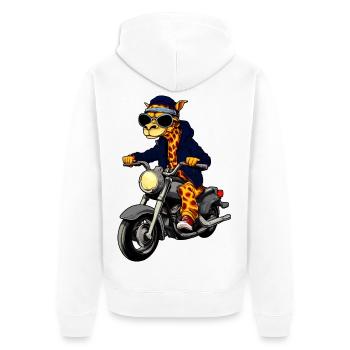 Motorrad Giraffen - Unisex Premium Bio Zip Hoodie - Weiß - Hinten - Thijin (182cm)