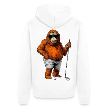 Golf Orang Utan - Unisex Premium Bio Zip Hoodie - Weiß - Hinten - Thijin (182cm)