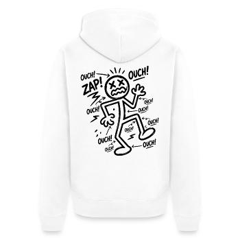 Elektroschock-Humor | Lustiges Elektriker-Geschenk - Unisex Premium Bio Zip Hoodie - Weiß - Hinten - Thijin (182cm)