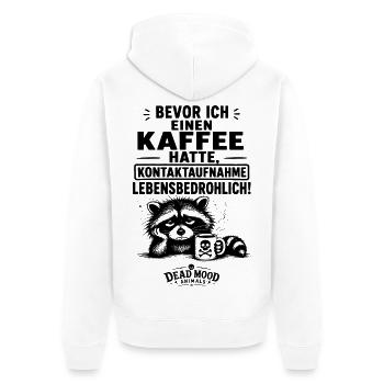 Lustiger Kaffee Spruch | Büro Humor | Geschenk - Unisex Premium Bio Zip Hoodie - Weiß - Hinten - Thijin (182cm)