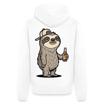 Faultier Bier Cool - Unisex Premium Bio Zip Hoodie - Weiß - Hinten - Thijin (182cm)