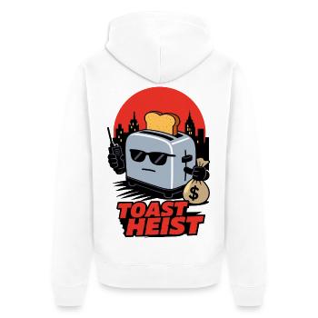 Toast Heist – Gangster Toaster mit Geldsack - Unisex Premium Bio Zip Hoodie - Weiß - Hinten - Thijin (182cm)
