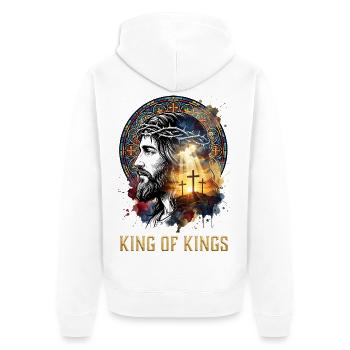 King of Kings Jesus Christus - Unisex Premium Bio Zip Hoodie - Weiß - Hinten - Thijin (182cm)