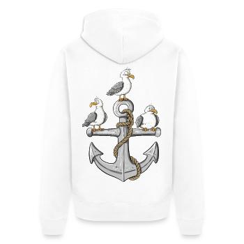 Möwen Anker Nordsee Ostsee Küste Maritim - Unisex Premium Bio Zip Hoodie - Weiß - Hinten - Thijin (182cm)