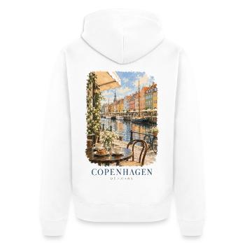 Kopenhagen, Dänemark Gemütlicher Hafen - Unisex Premium Bio Zip Hoodie - Weiß - Hinten - Thijin (182cm)